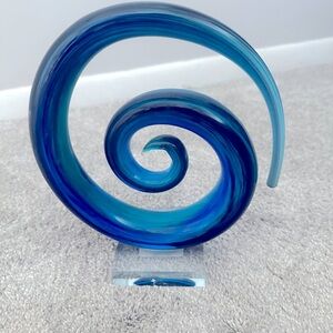 Blue Glass Swirl Art Deco Statue
